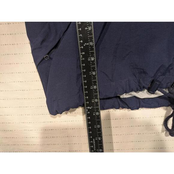 Champion Navy Blue Lightweight Windbreaker Jacket Nylon Mens Medium Rolled Hood - Picture 8 of 12